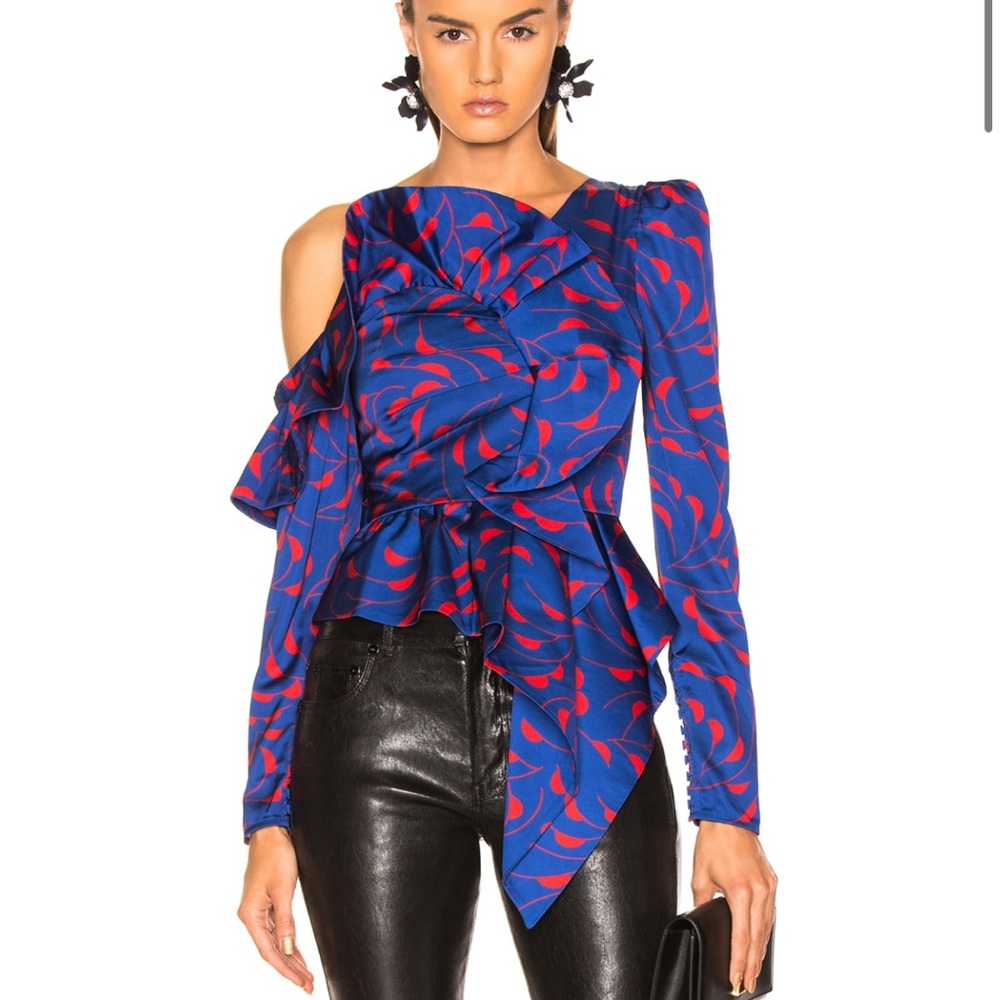Self-Portrait Blue and Red Women's Top